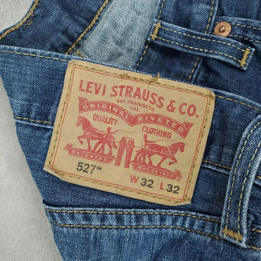 Levis 527 Jeans Mens 32x32 Blue Medium Wash Slim Bootcut Low Rise Zip Fly